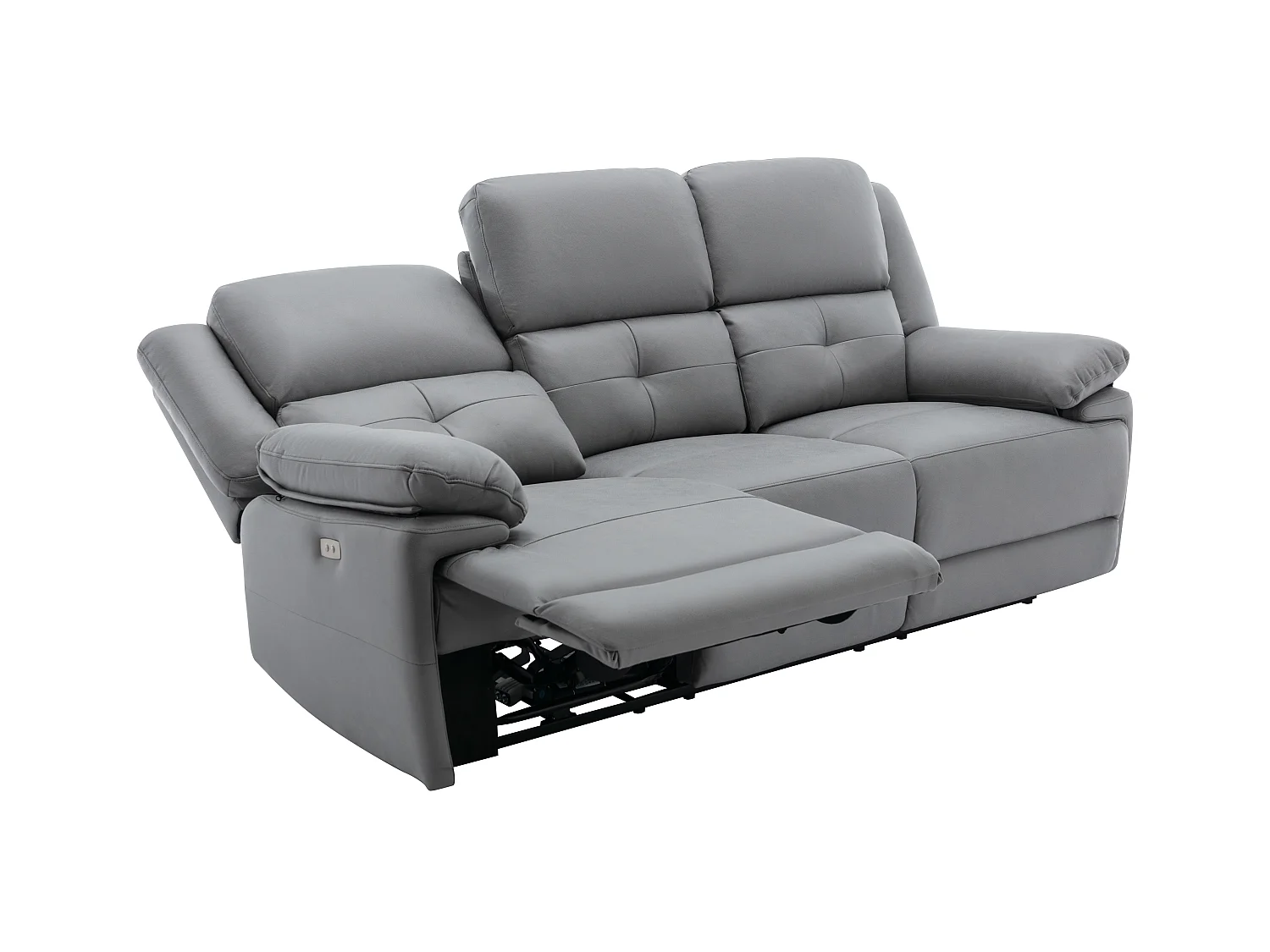 Canapé 3 places relax électrique en tissu gris DOLENE