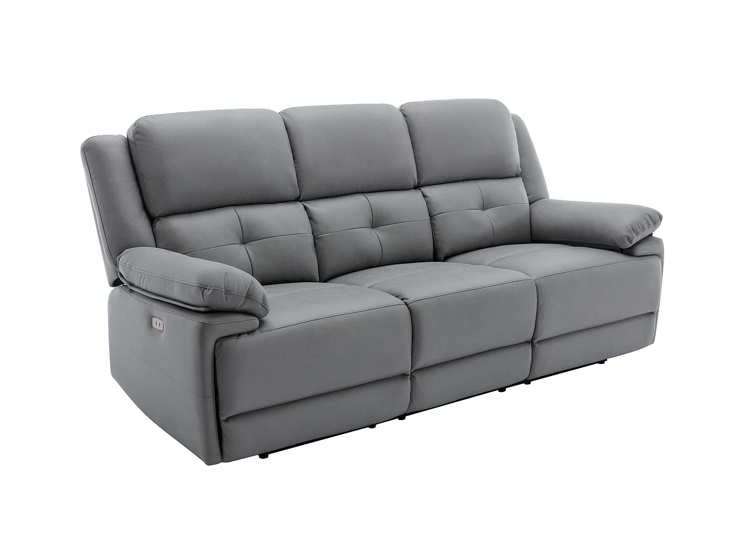 Canapé 3 places relax électrique en tissu gris DOLENE
