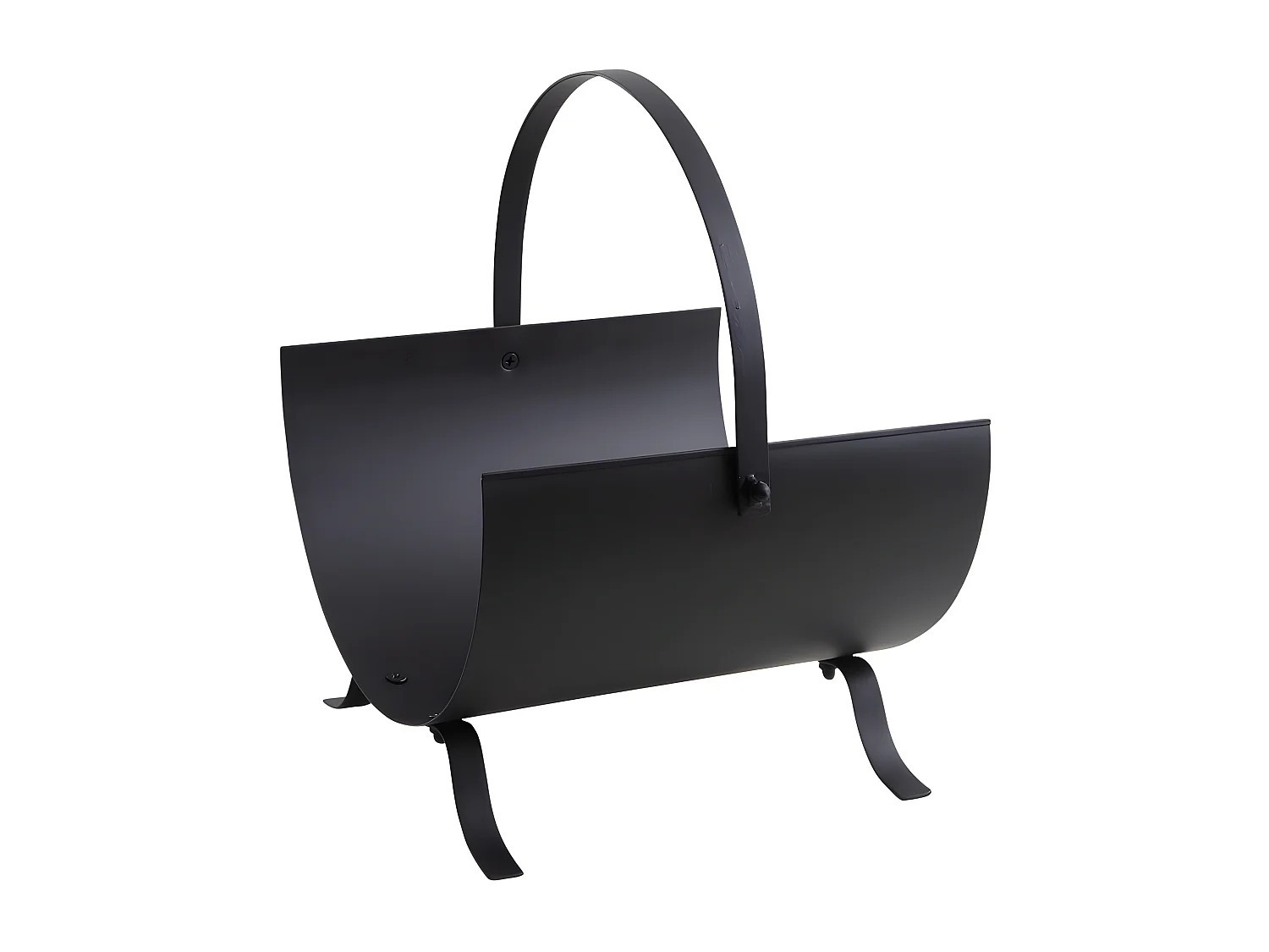 Design-Holzkorb aus schwarzem Metall