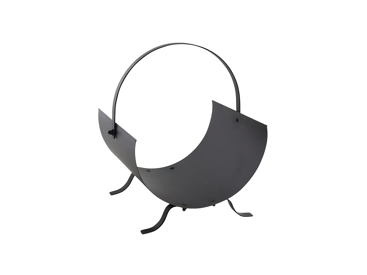 Design-Holzkorb aus schwarzem Metall