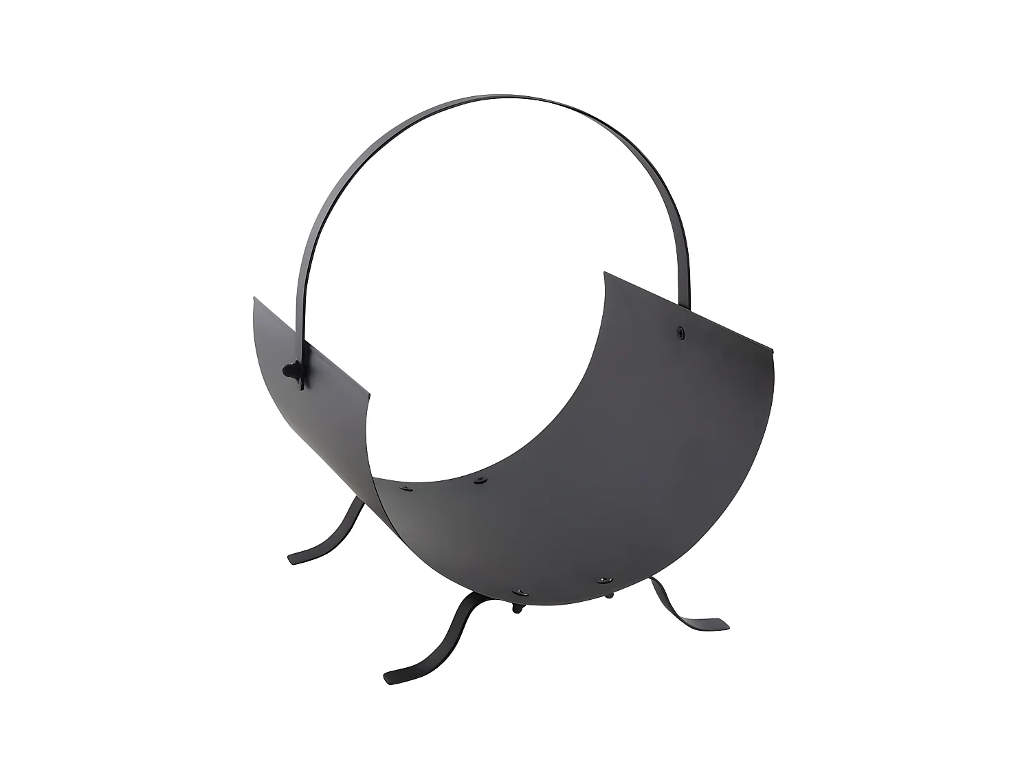 Porte-bûches demi-lune en métal noir