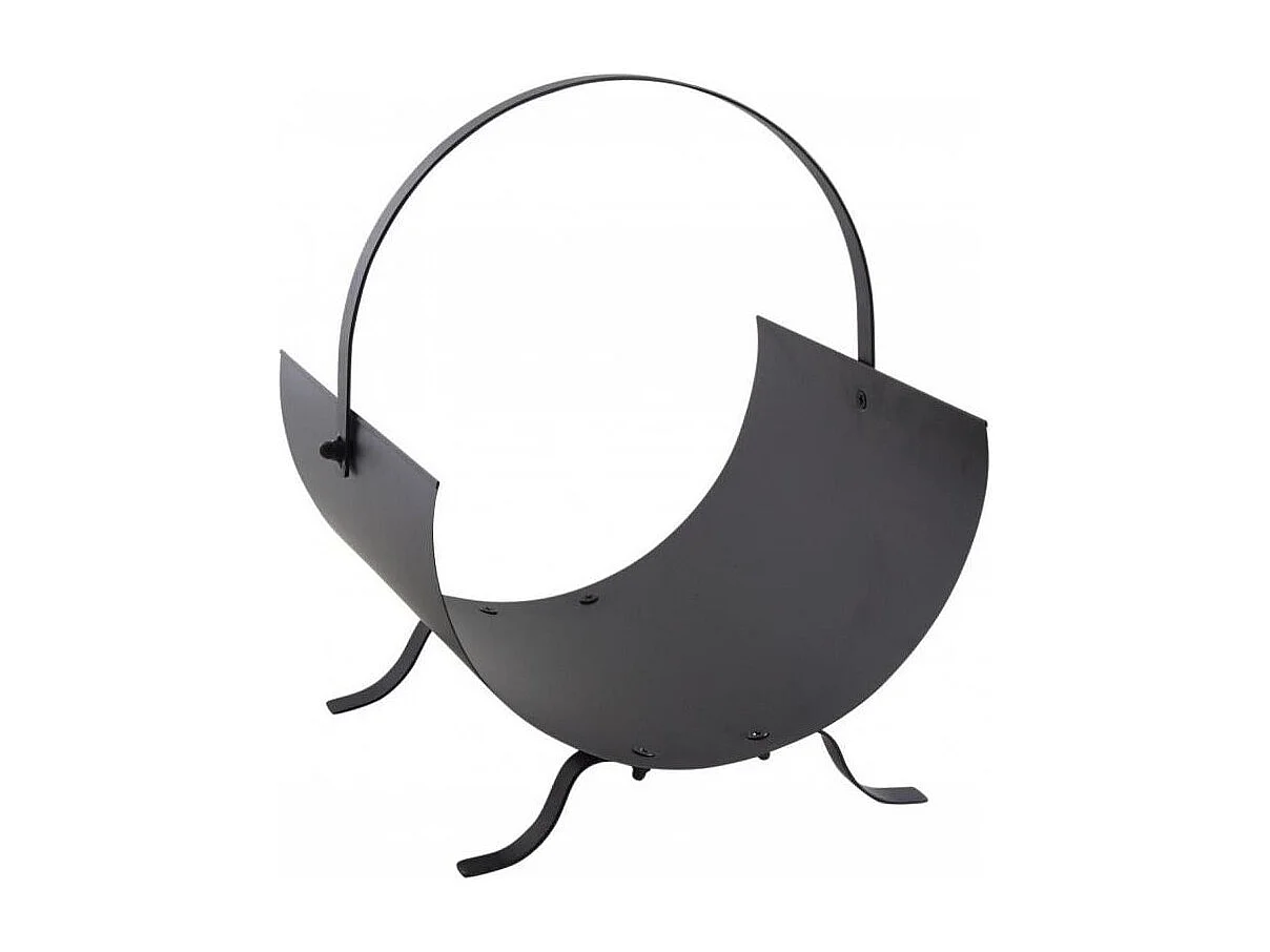 Design-Holzkorb aus schwarzem Metall