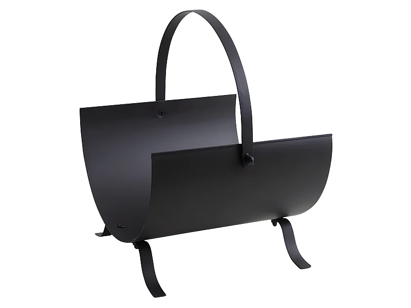Porte-bûches demi-lune en métal noir