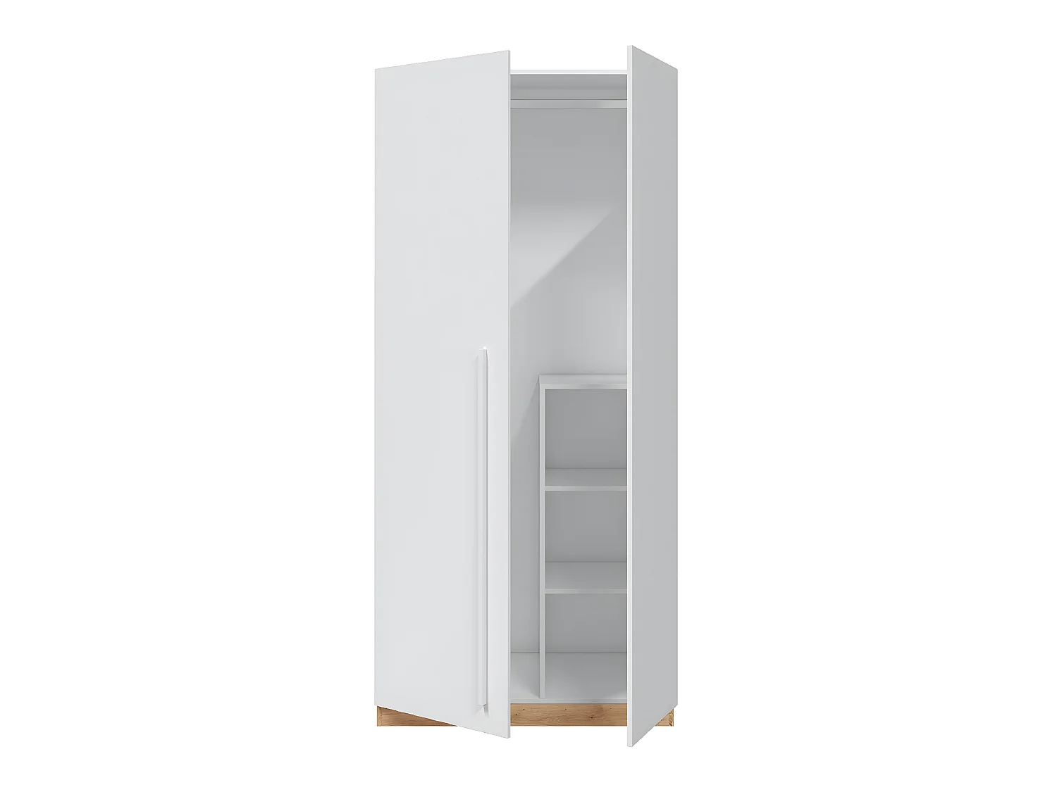 Armoire avec 2 portes en panneaux de particules mélaminés blanc artik/chêne - Longueur 90 x Profondeur 52 x Hauteur 200 cm