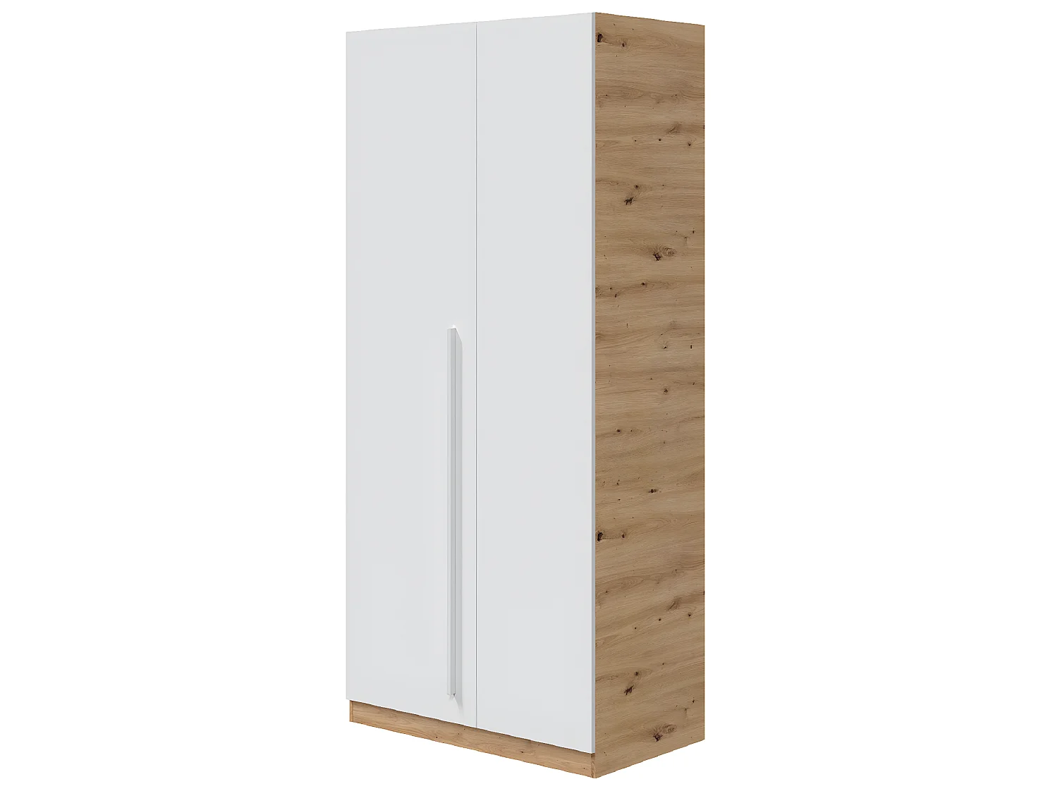 Armoire avec 2 portes en panneaux de particules mélaminés blanc artik/chêne - Longueur 90 x Profondeur 52 x Hauteur 200 cm