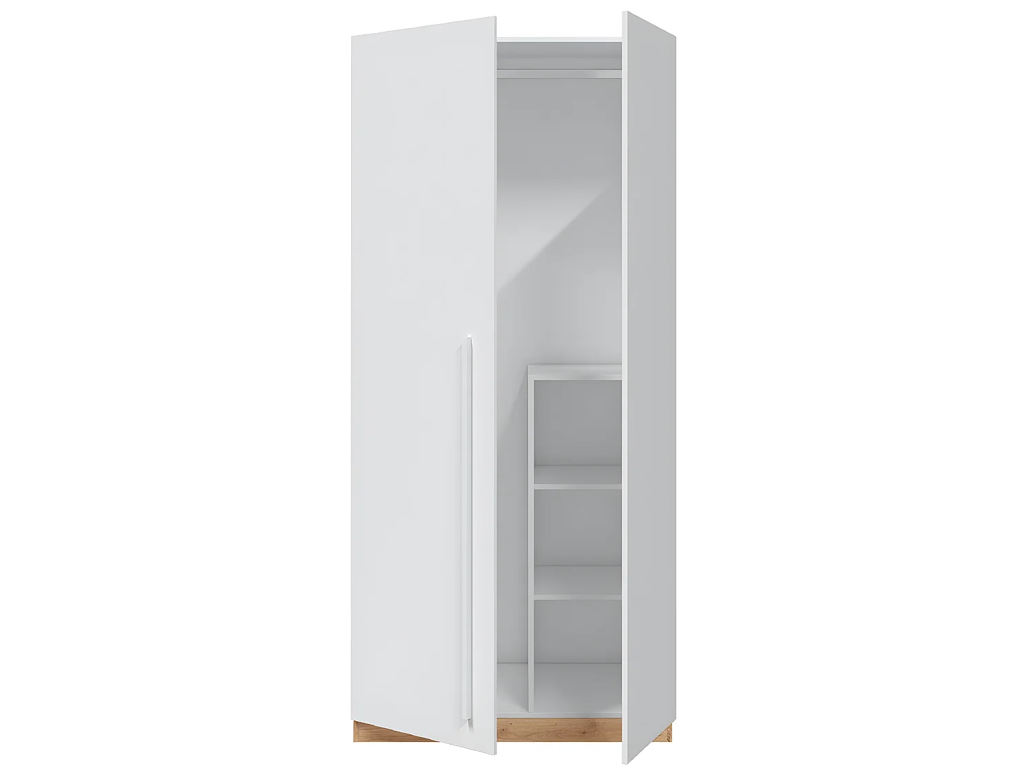 Armoire avec 2 portes en panneaux de particules mélaminés blanc artik/chêne - Longueur 90 x Profondeur 52 x Hauteur 200 cm
