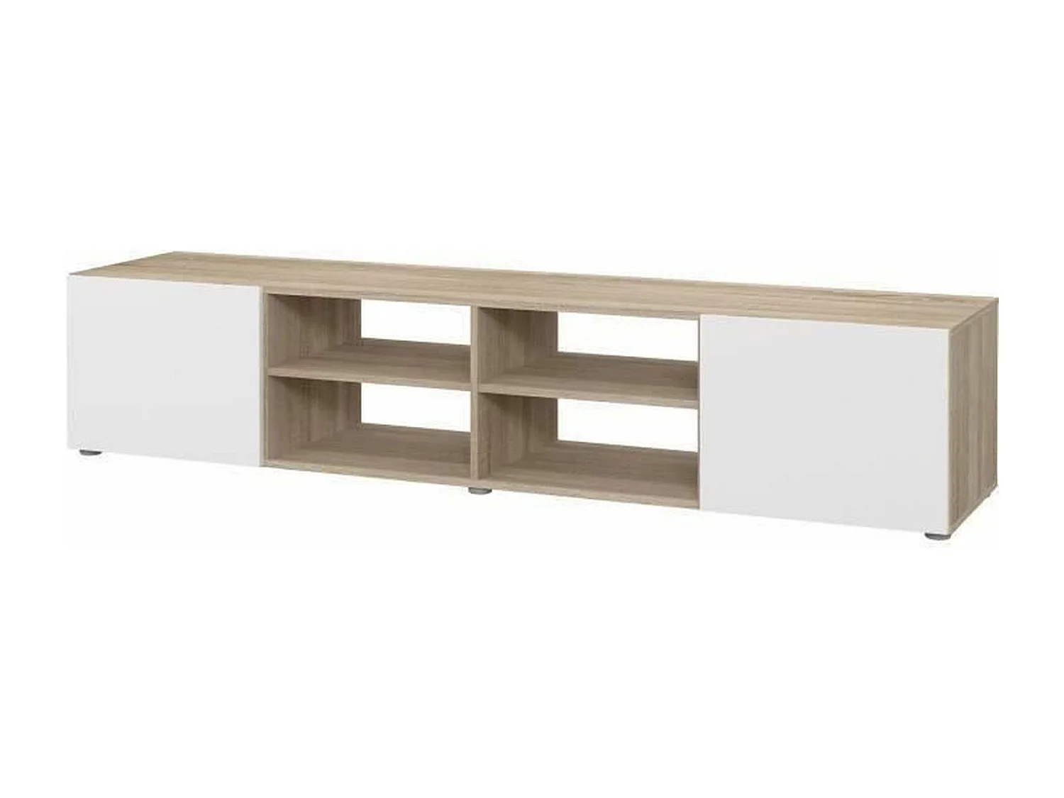 PILVI Meuble TV - Blanc et chene sonoma - L 185 x P 42 x H 31 cm