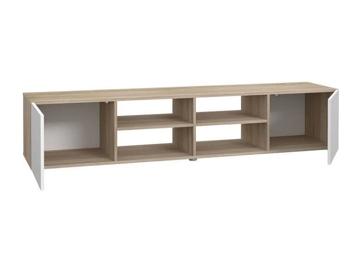 PILVI Meuble TV - Blanc et chene sonoma - L 185 x P 42 x H 31 cm