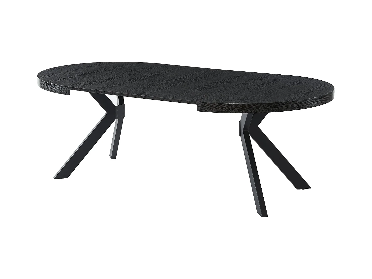 Uitschuifbare eettafel – 4 tot 8 personen – Mdf en staal – Zwart – KOMONI