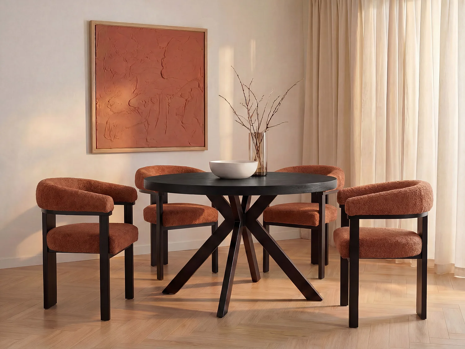 Table à manger extensible 4 à 8 personnes en MDF et acier - Noir - KOMONI