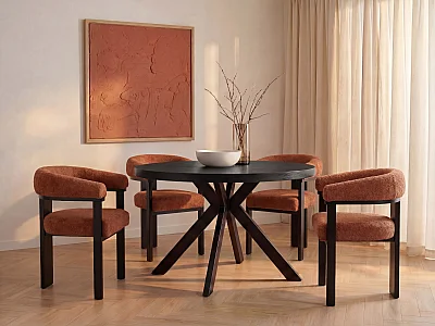 Uitschuifbare eettafel – 4 tot 8 personen – Mdf en staal – Zwart – KOMONI