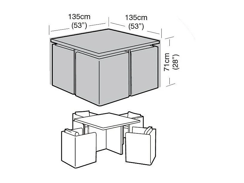 Quadratische würfelige Schutzhülle für Gartenmöbel