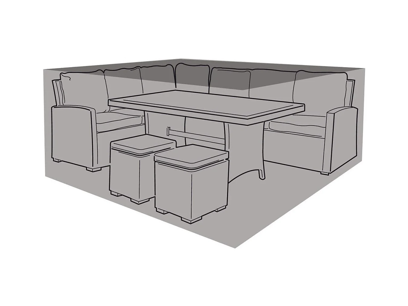 Schutzhülle Gartenmöbel quadratisch kompakt 300 cm lang