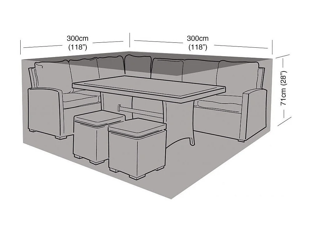 Schutzhülle Gartenmöbel quadratisch kompakt 300 cm lang