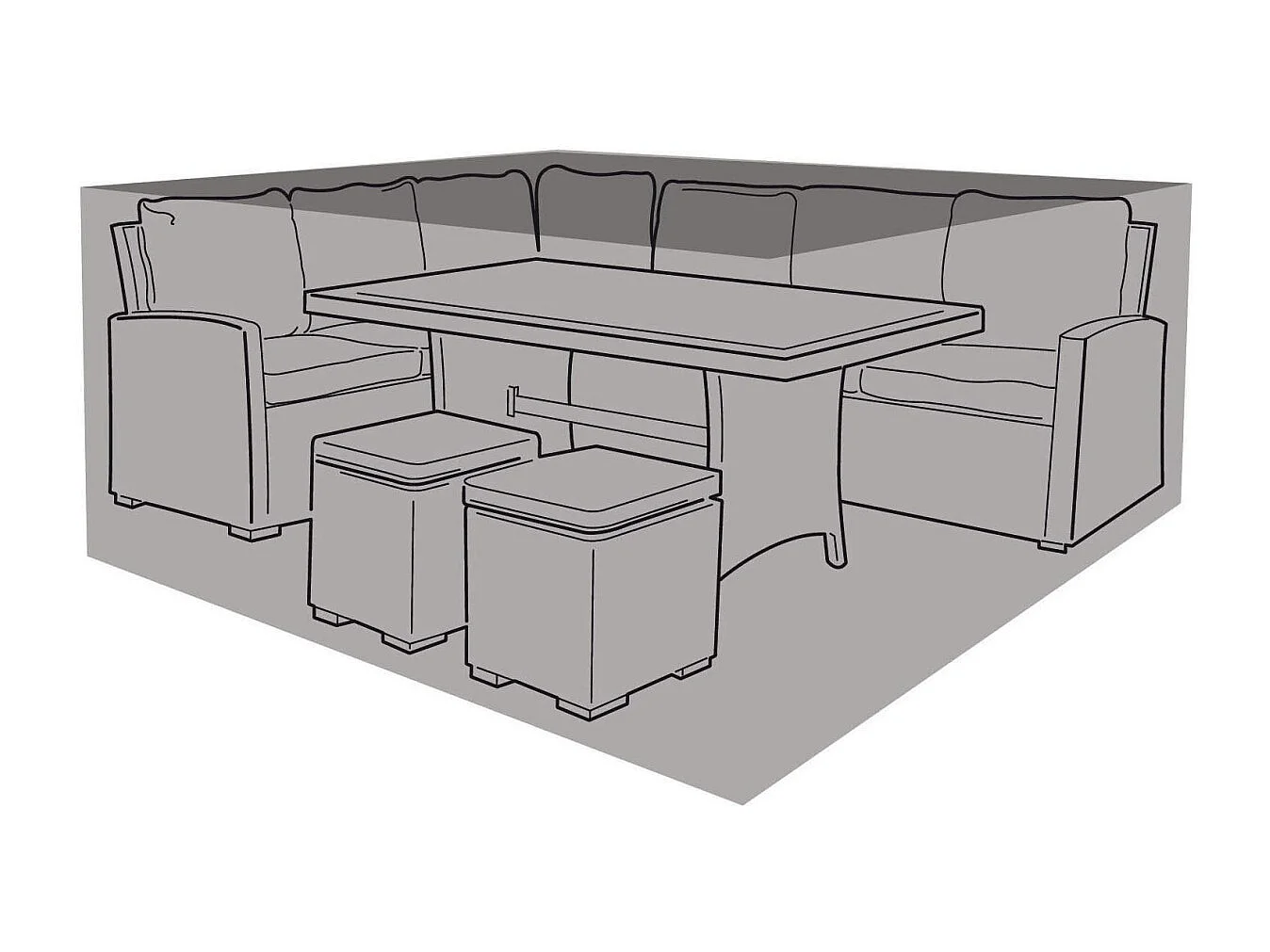 Schutzhülle Gartenmöbel quadratisch kompakt 300 cm lang