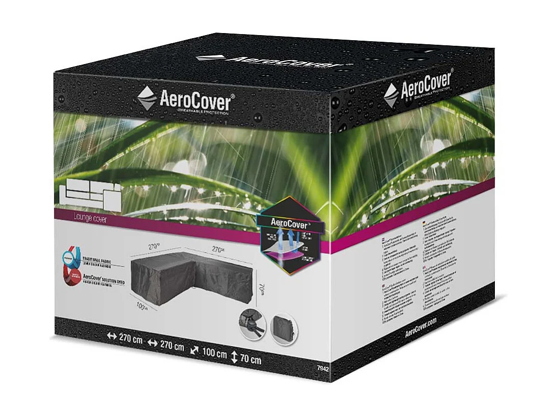 Housse de protection respirante pour ensemble de mobilier extérieur Pour ensemble mobilier angle 270x272x100xH70 cm