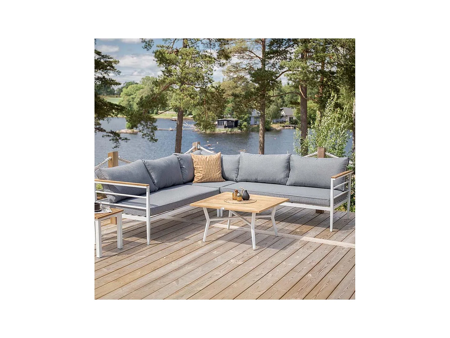 Mexico Loungeset 2 Teile grau,weiß,Teak.