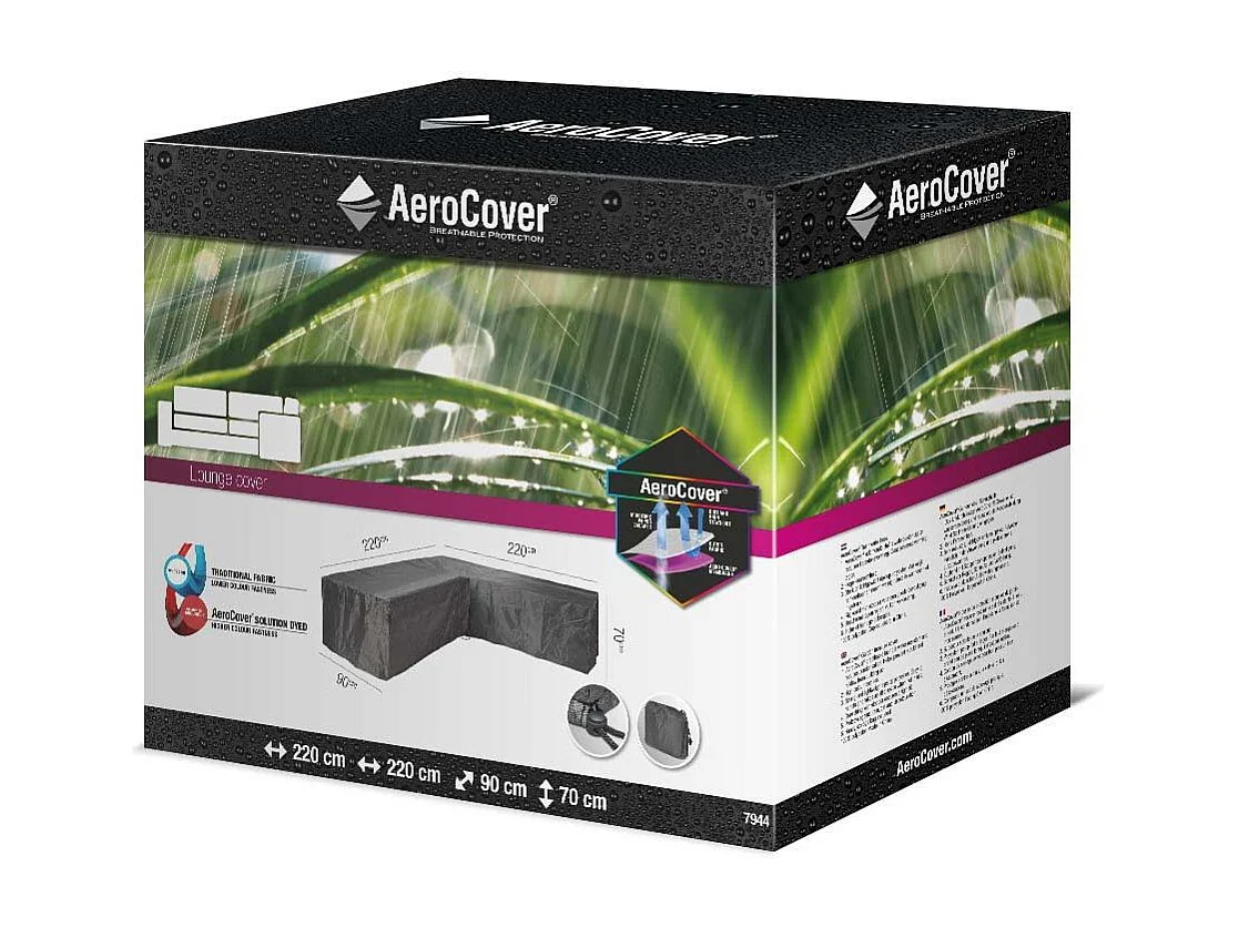 Housse de protection respirante pour ensemble de mobilier extérieur Pour ensemble mobilier angle 220x220x90xH70 cm