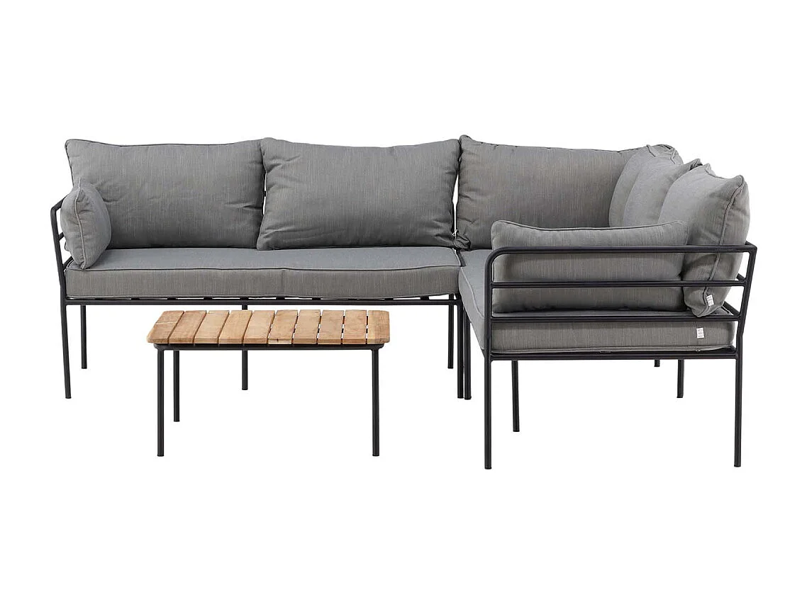 Salon d'Angle de Jardin "Penh" 195cm Noir & Gris