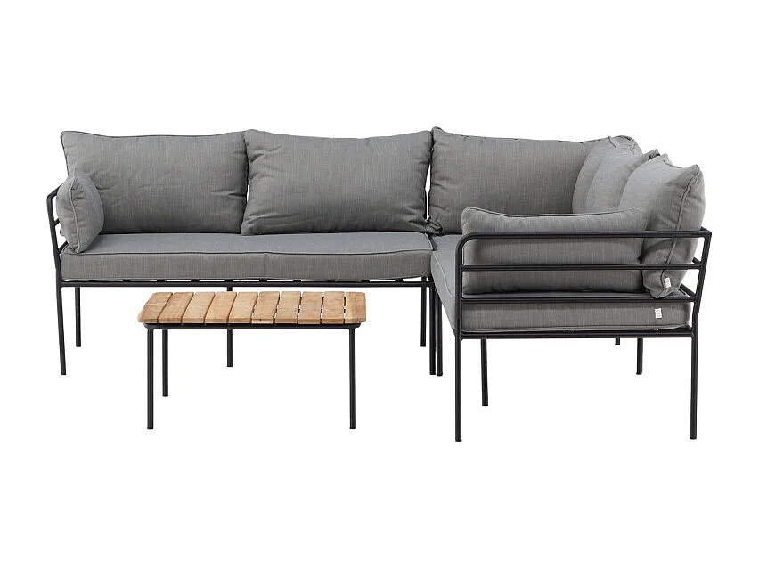 Salon d'Angle de Jardin "Penh" 195cm Noir & Gris