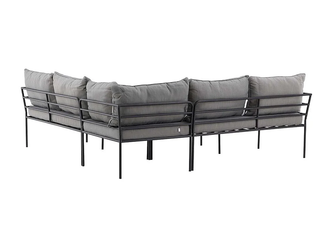 Salon d'Angle de Jardin "Penh" 195cm Noir & Gris