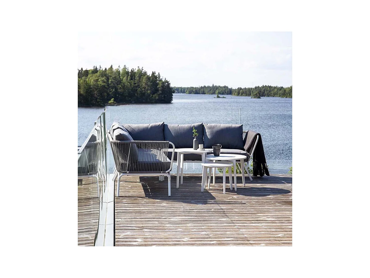 Roxo loungeset 4 delen grijs,wit.