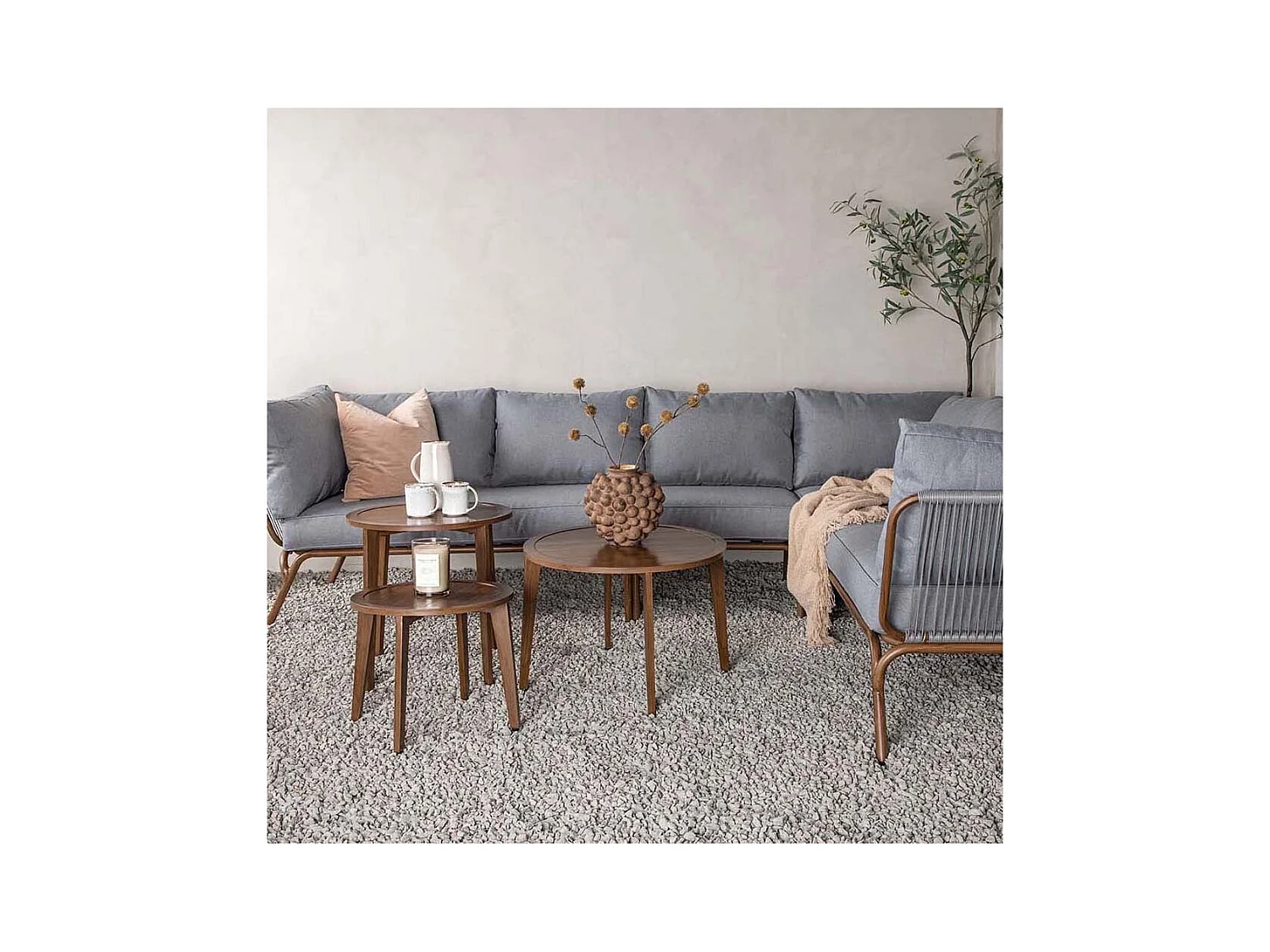 Roxo loungeset 4 delen grijs,bruin.