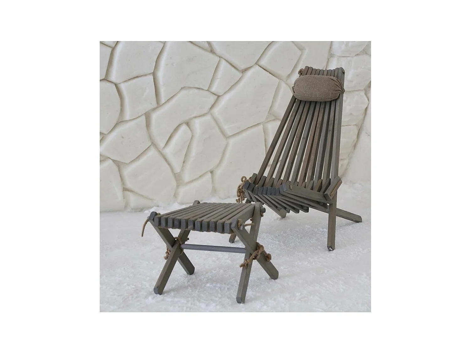 Chilienne bois EcoChair (coussin offert) Pin Gris