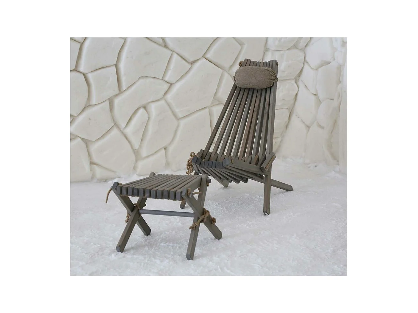 Chilienne bois EcoChair (coussin offert) Pin Gris