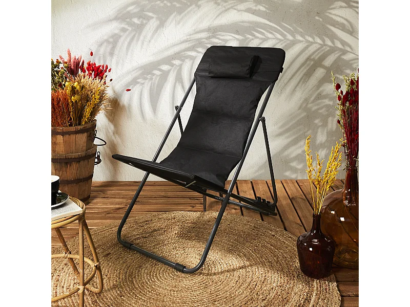 Transat Pliant Corfou Noir Noir