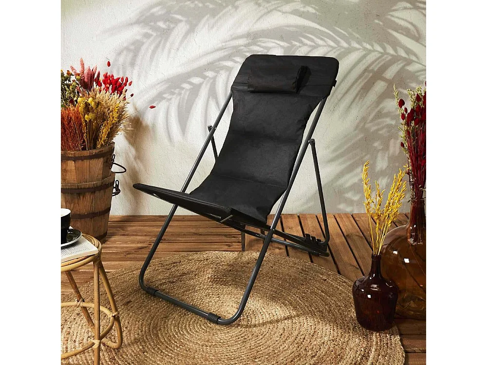 Transat - HOME DECO FACTORY - Corfou - Pliant - Noir