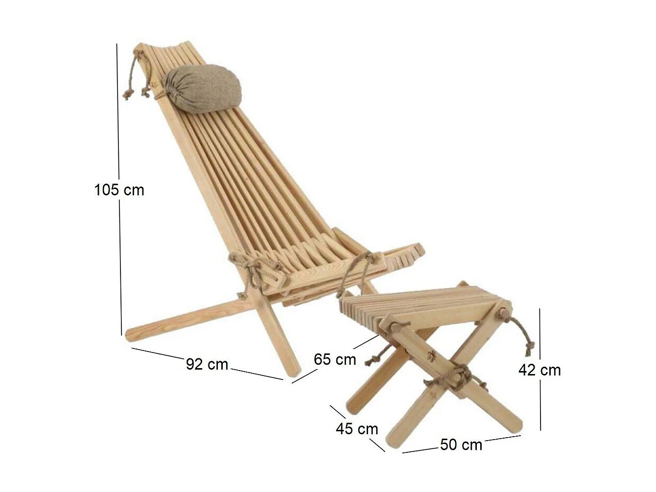 Chilienne scandinave avec repose-pieds Mélèze
