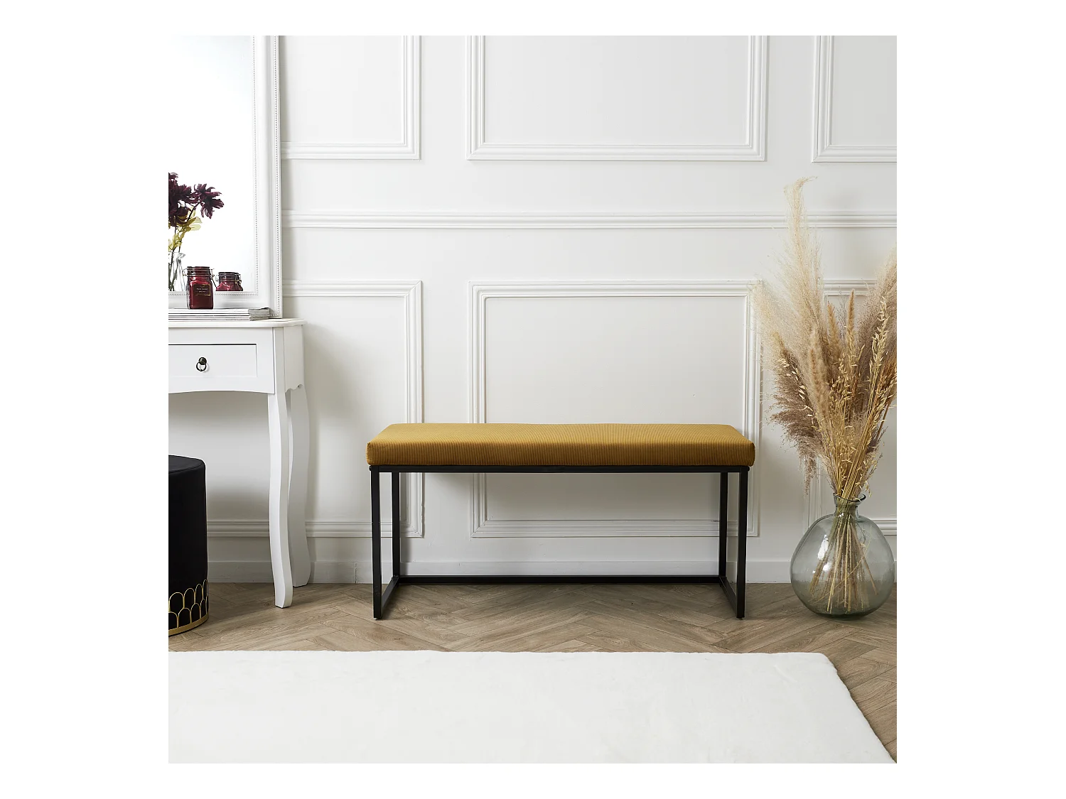 Banc Giulia Jaune Velours Cotele Jaune