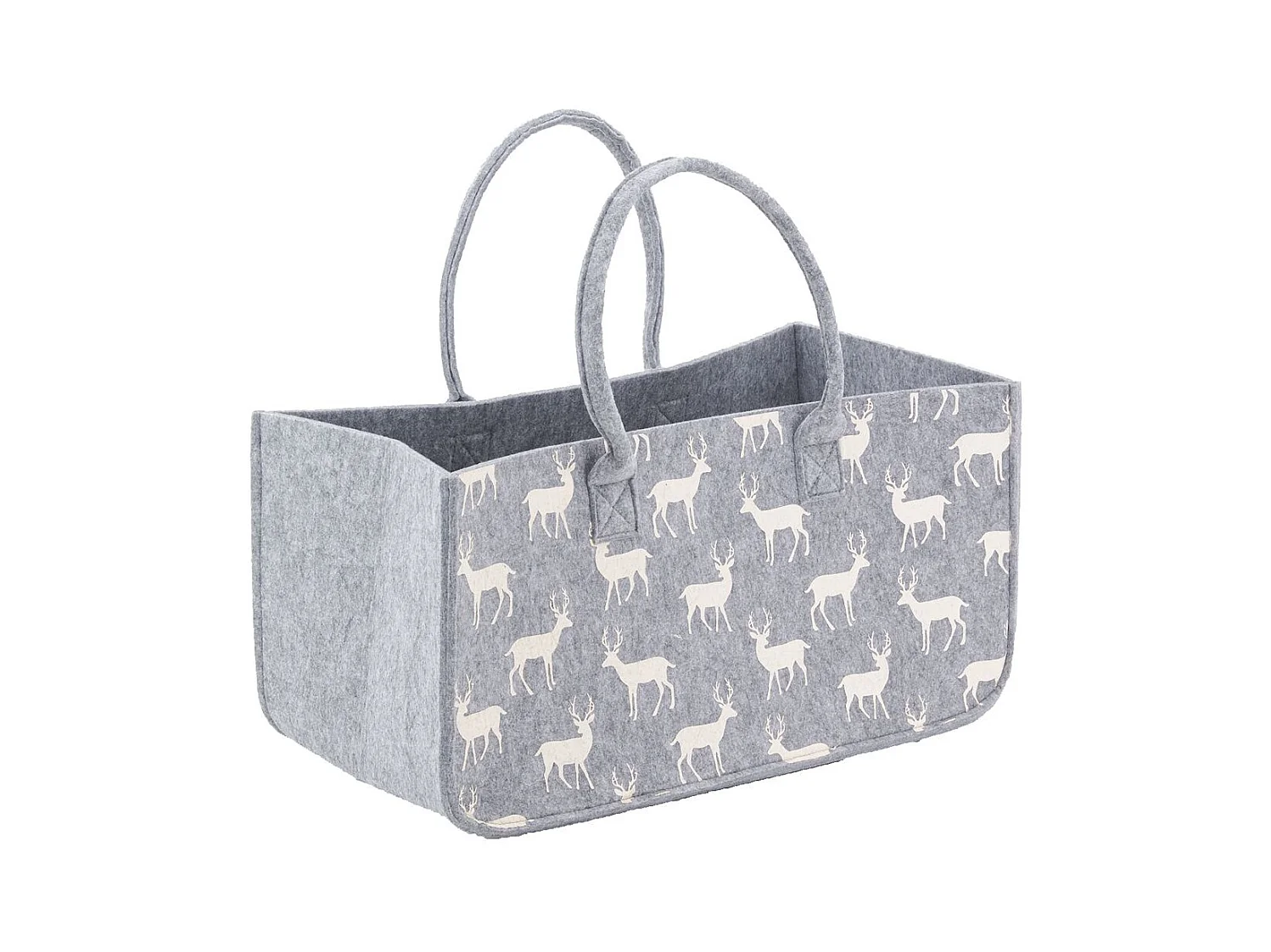 Graue Holztragetasche aus Wollfilz