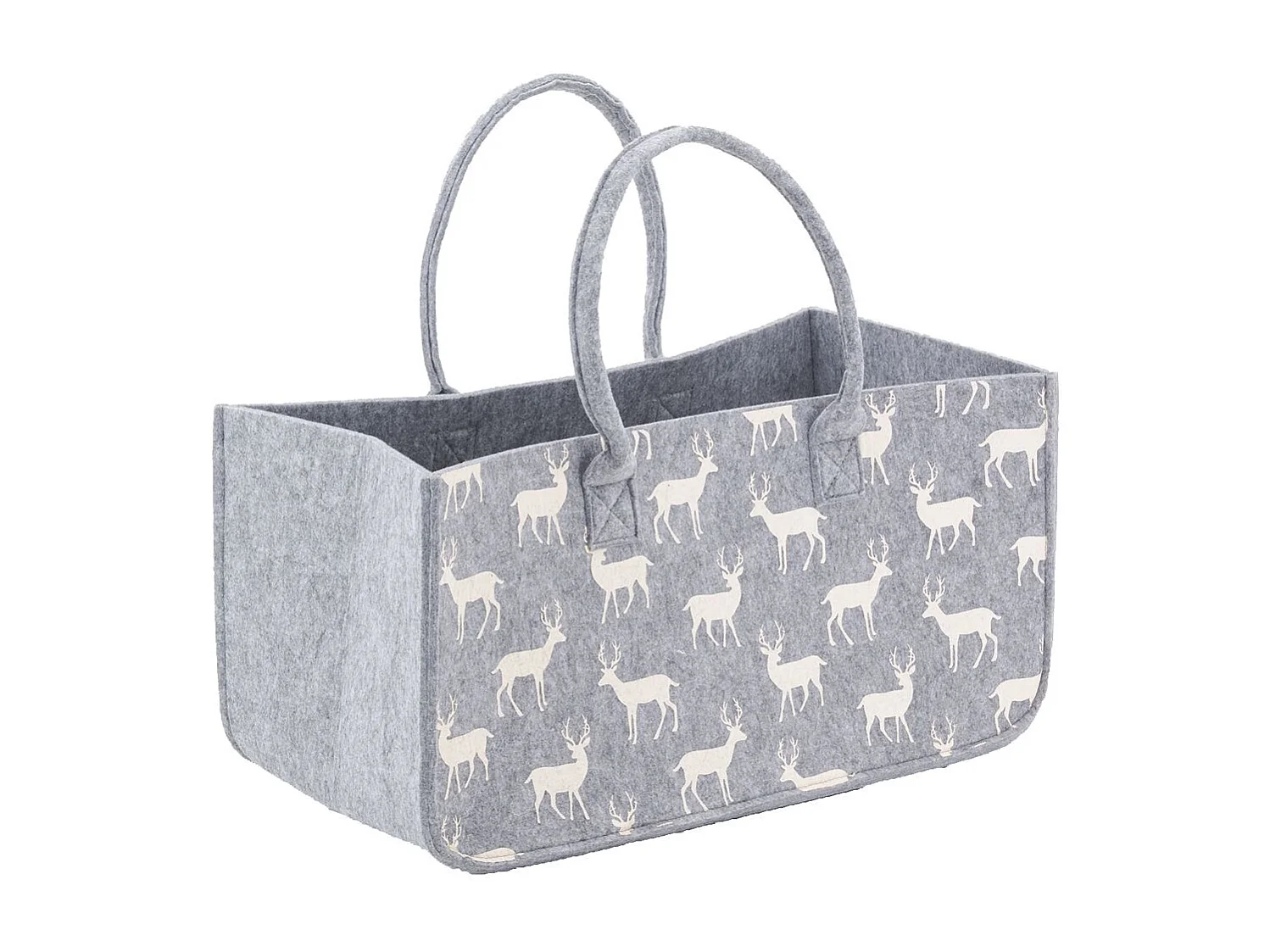 Graue Holztragetasche aus Wollfilz