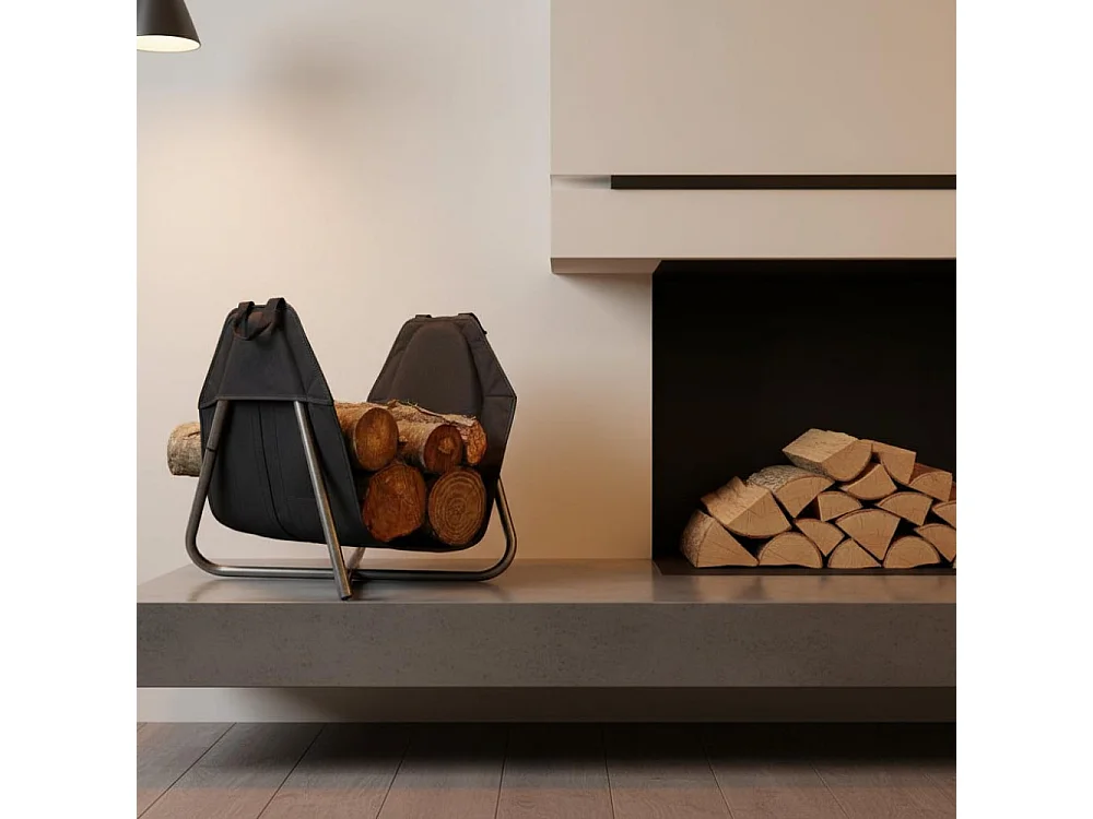 Panier à bûches en métal et tissu fabriqué en France