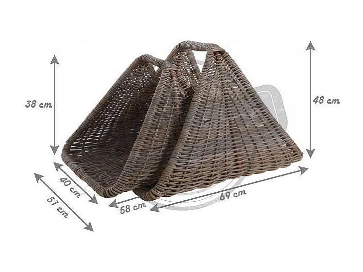 Série de 2 paniers à bûches en poelet gris