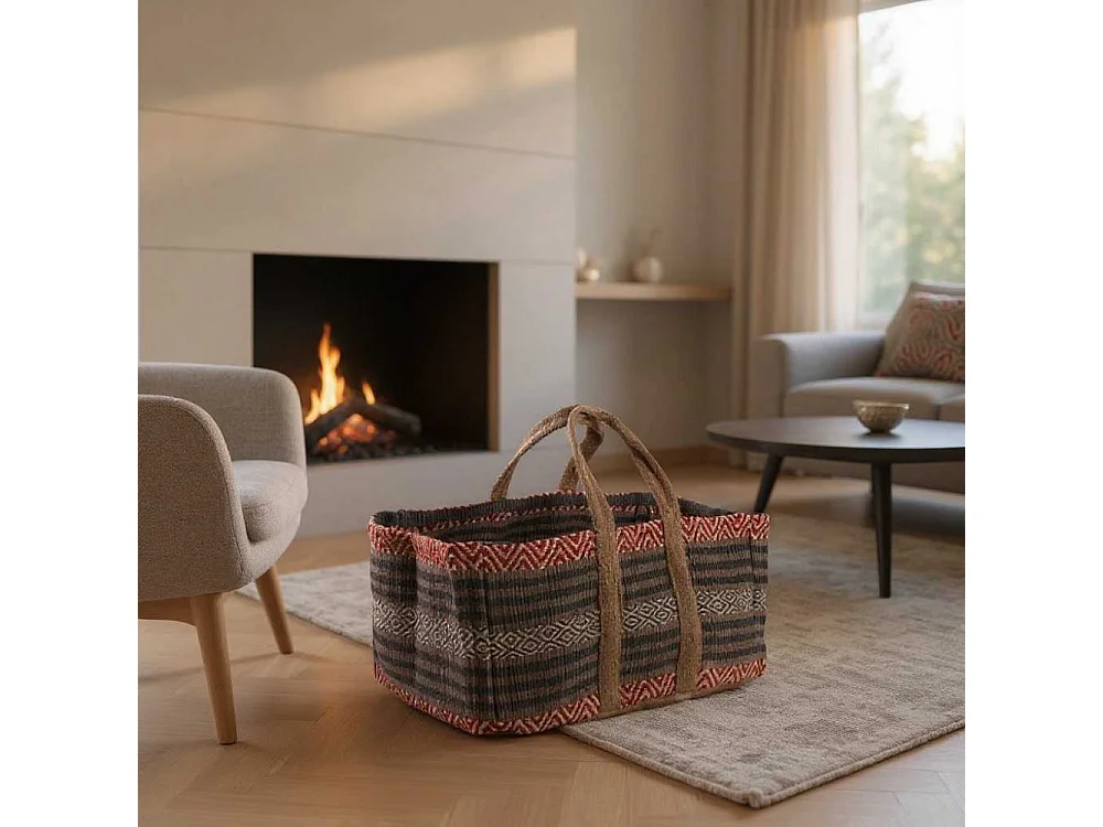 Sac à bûches en toile de jute épaisse Pampa