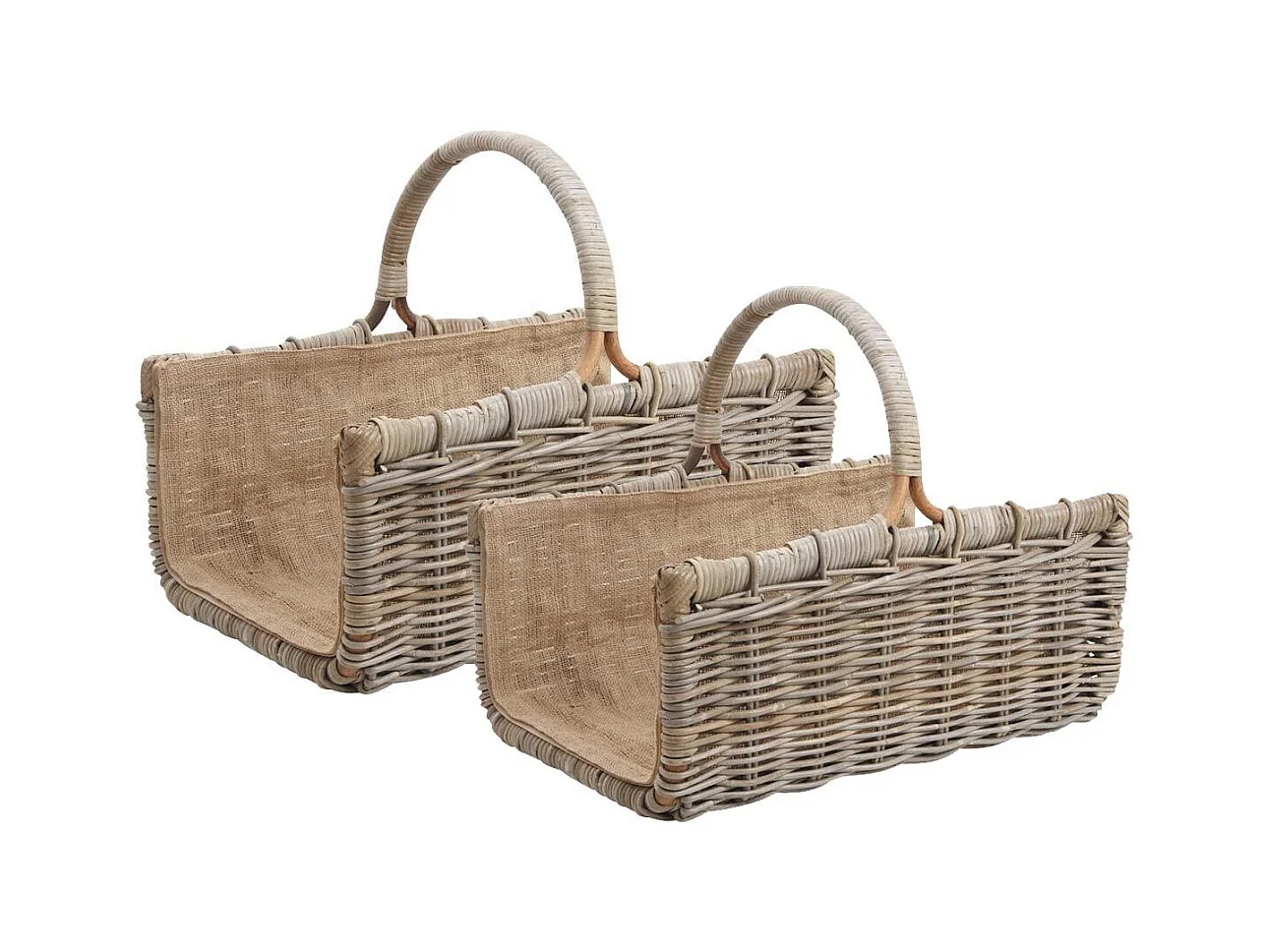 Paniers à bûches tressés en poelet (Lot de 2)