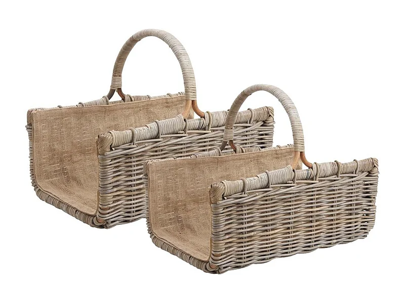Paniers à bûches tressés en poelet (Lot de 2)