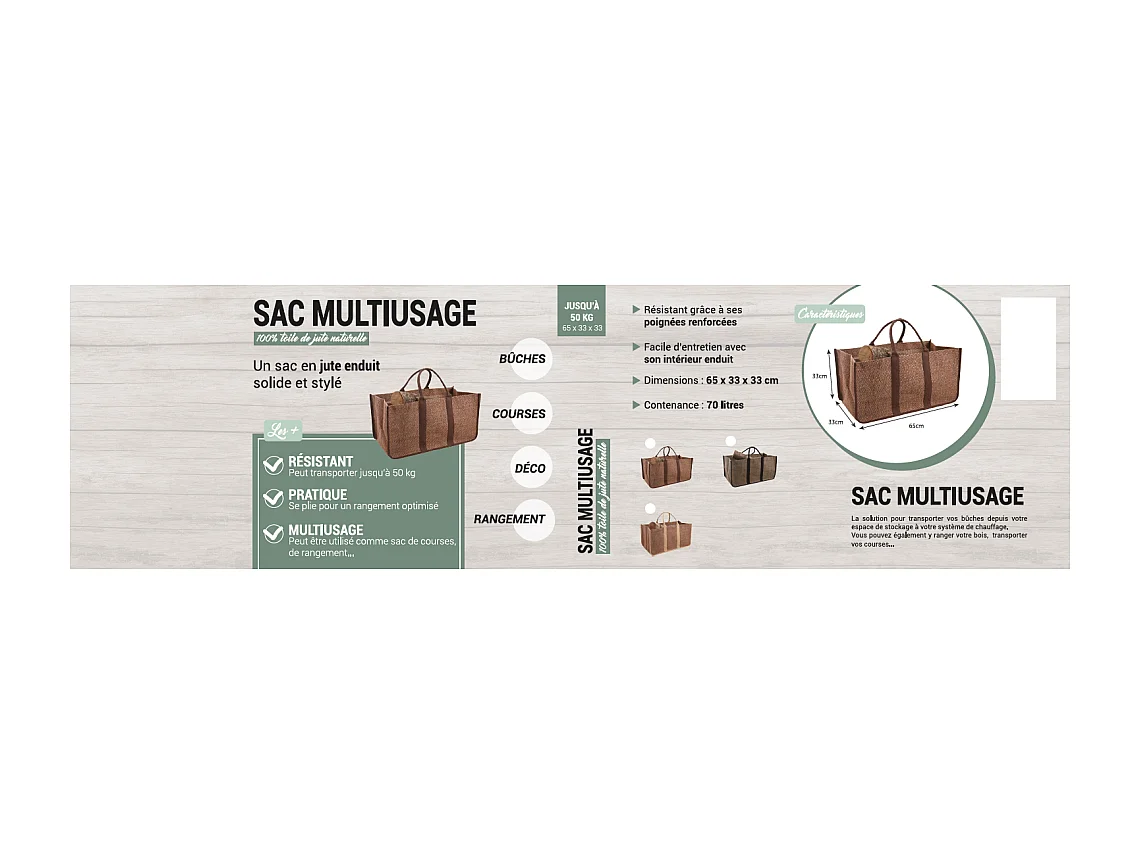 Holztragetasche aus Jute