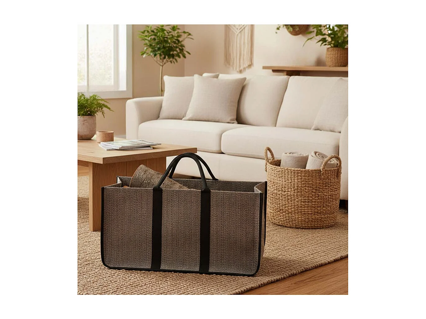 Holztragetasche aus Jute