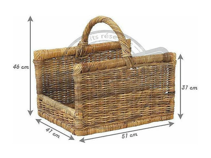 Panier à bûches en poelet avec anse renforcée