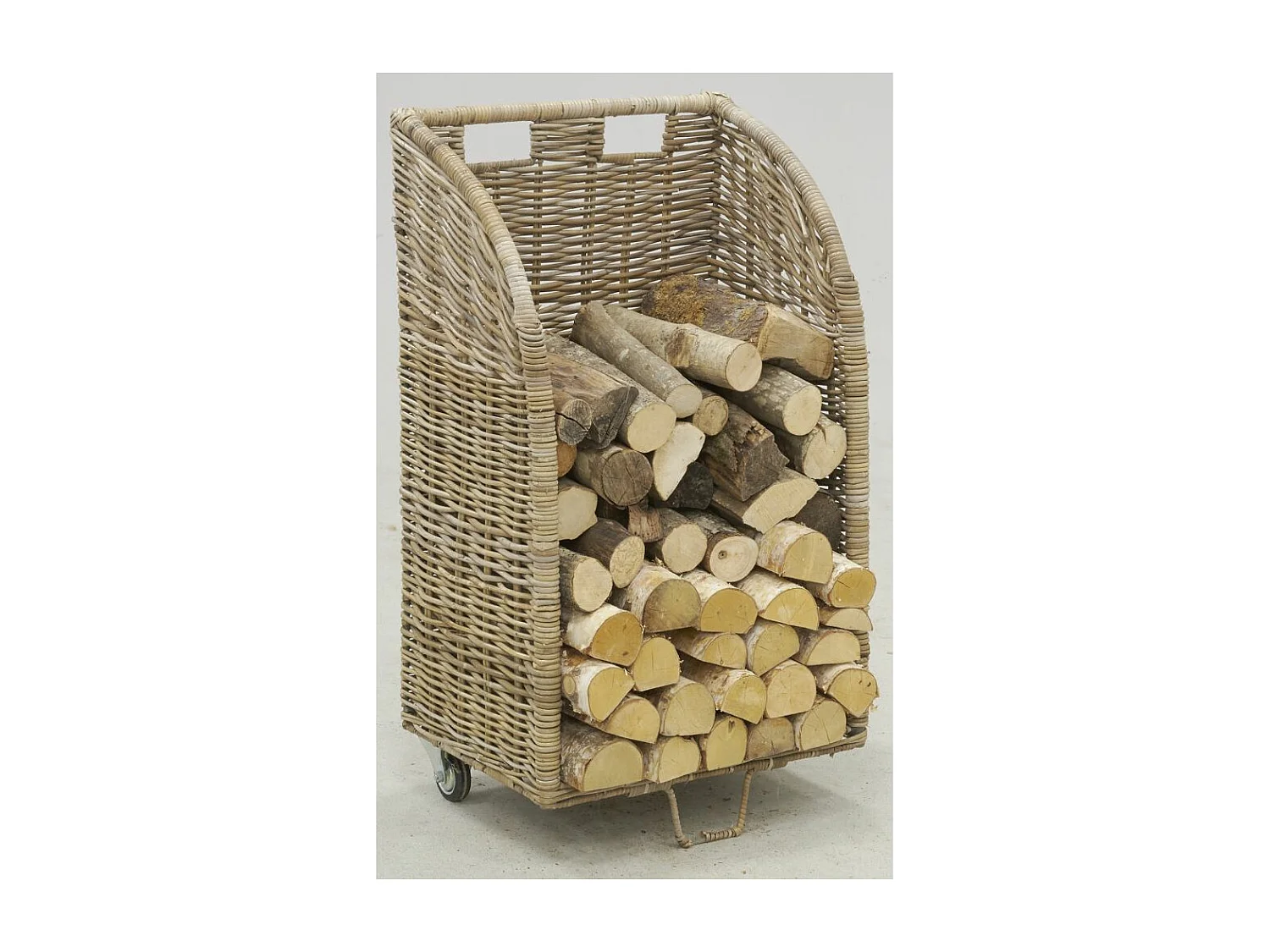 Chariot à bûches en poelet gris Grand modèle