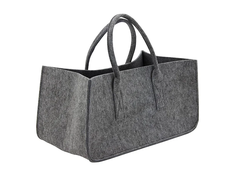 Sac à bûches gris en feutrine