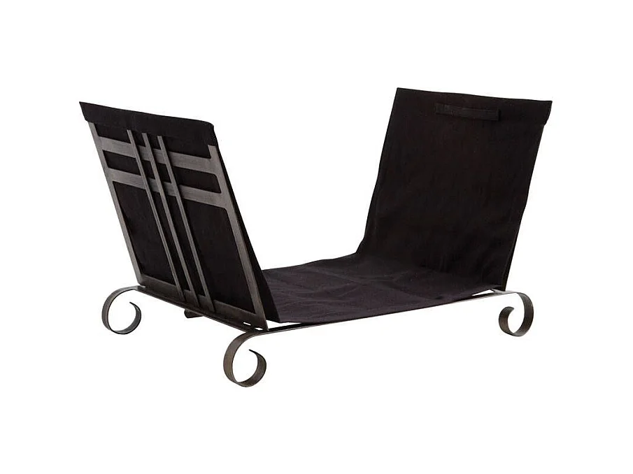 Porte-bûches en métal et jute noir