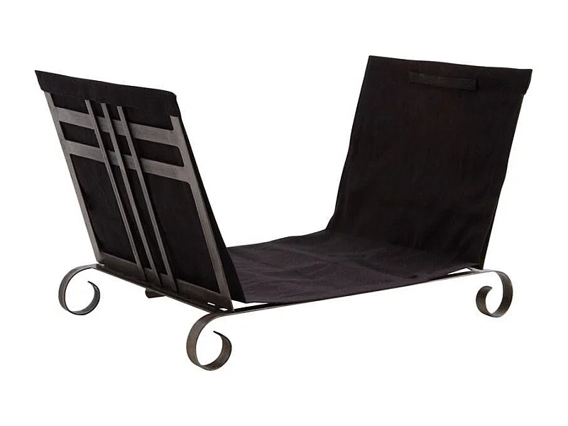 Porte-bûches en métal et jute noir