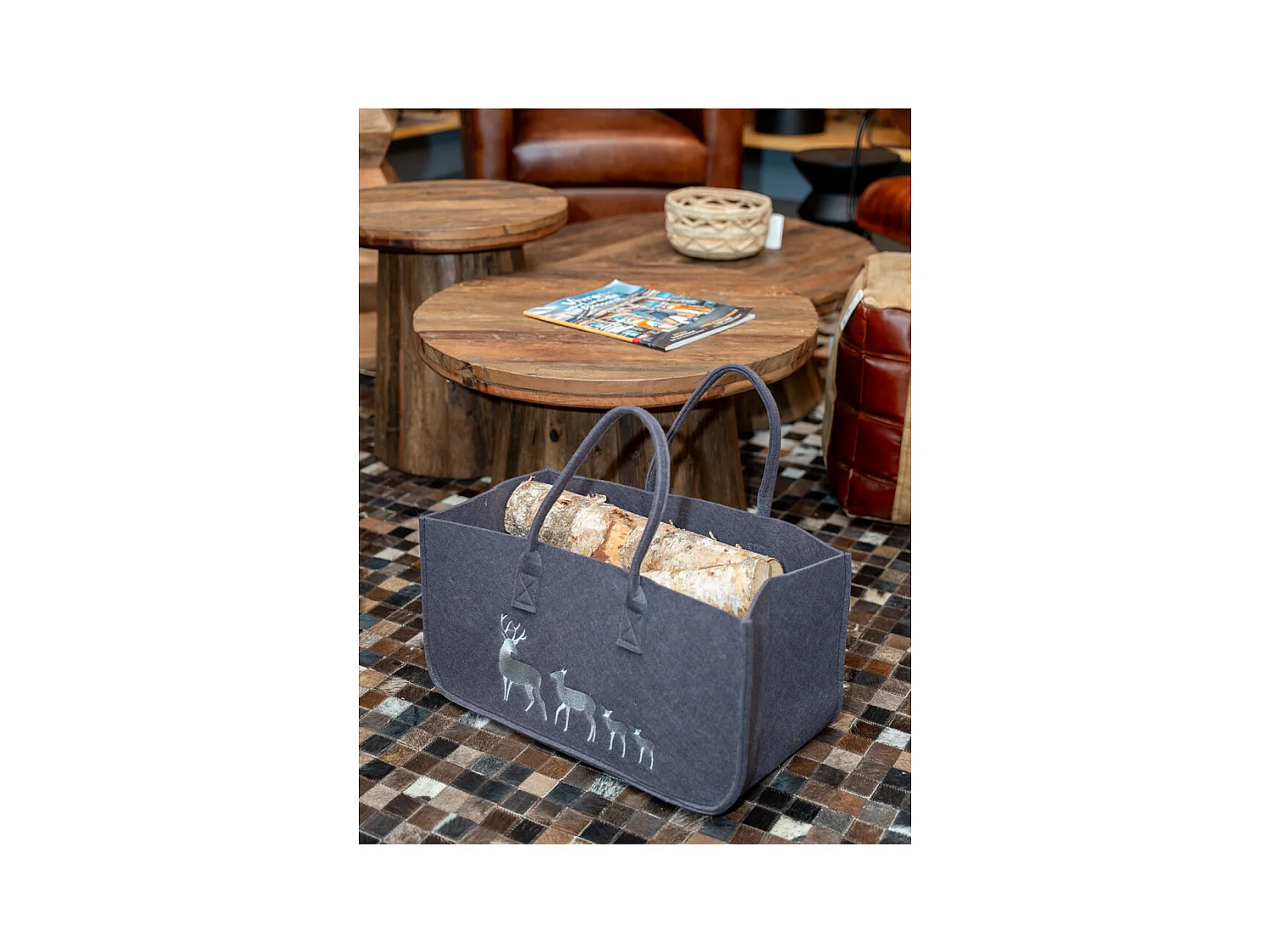 Sac à bûches en feutrine 50 x 25 cm