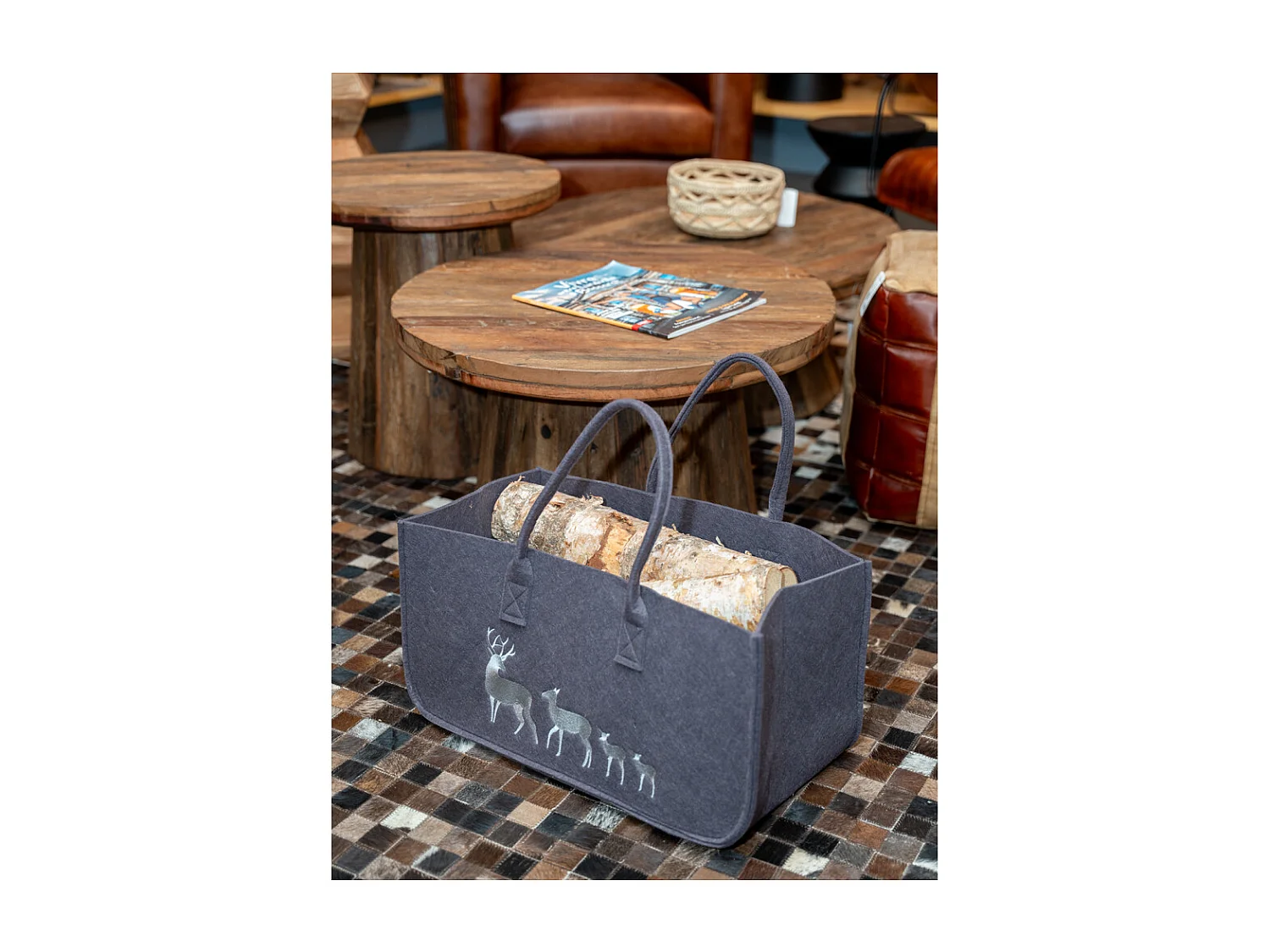 Sac à bûches en feutrine 50 x 25 cm