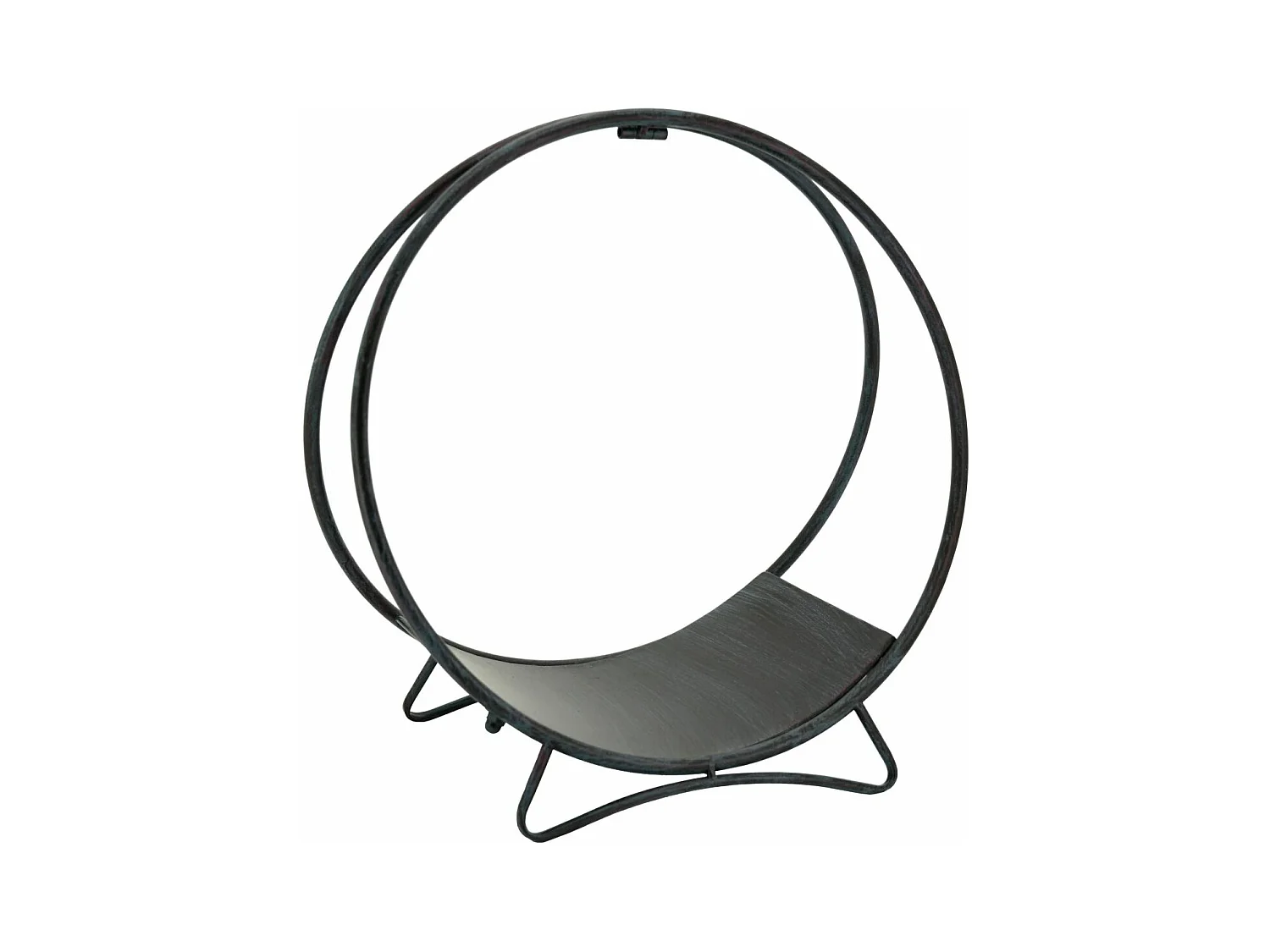 Porte-bûches rond en métal vieilli